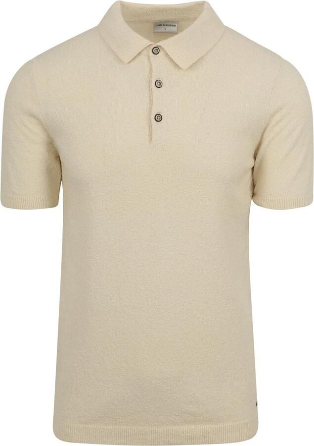 No Excess Knitted Poloshirt Structuur Ecru