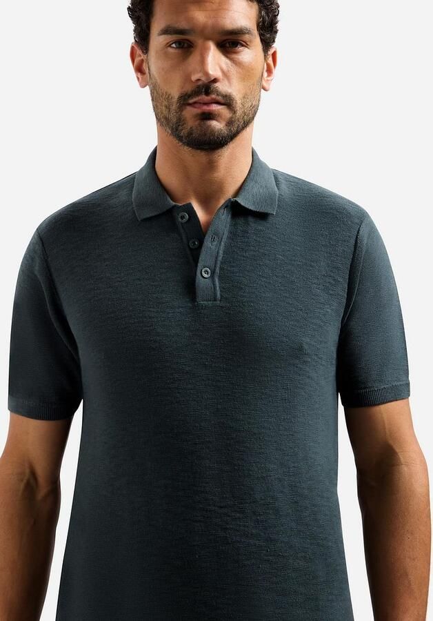 No Excess Knitted Slub Poloshirt Dark Steel - Foto 2