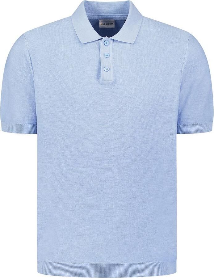 No Excess Polo Shirt Korte Mouw Knitted Slub Poloshirt Lichtblauw - Foto 4