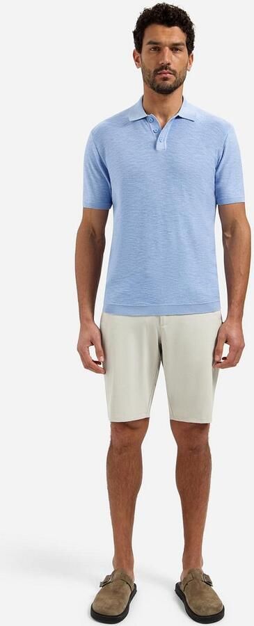 No Excess Polo Shirt Korte Mouw Knitted Slub Poloshirt Lichtblauw - Foto 7