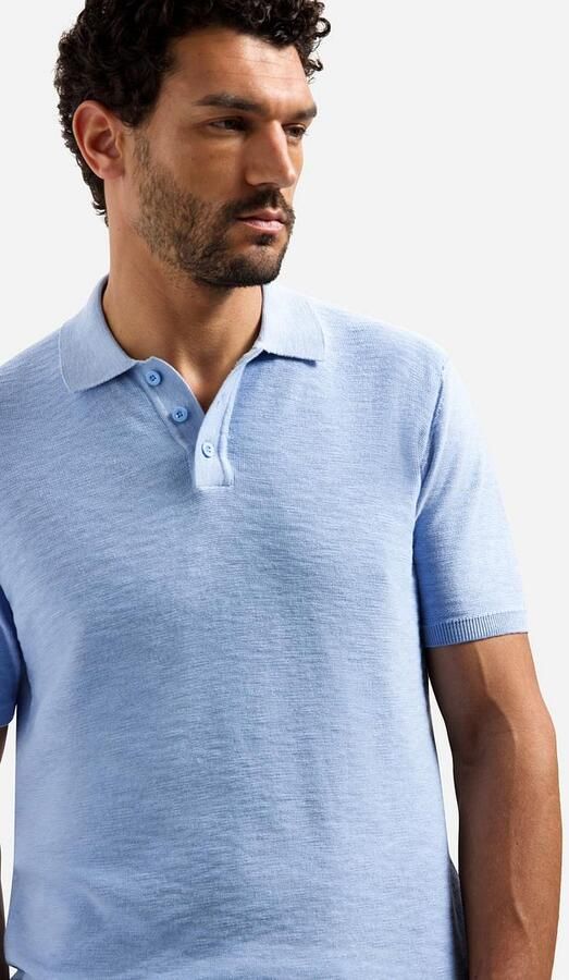 No Excess Polo Shirt Korte Mouw Knitted Slub Poloshirt Lichtblauw - Foto 5