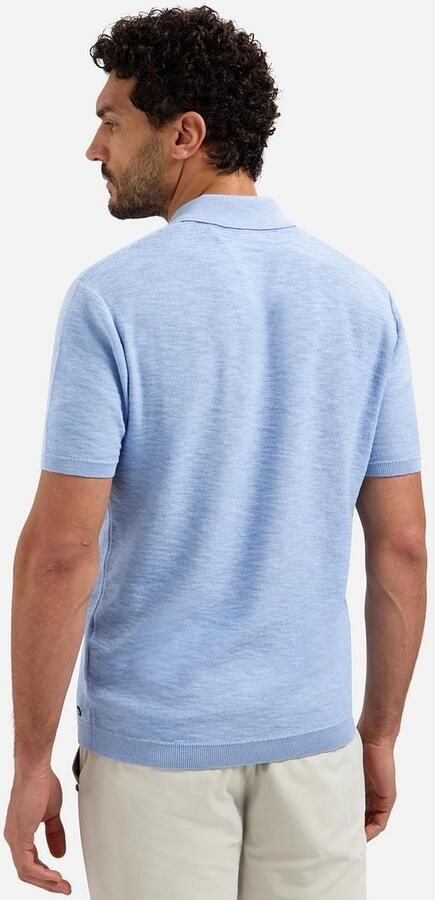 No Excess Polo Shirt Korte Mouw Knitted Slub Poloshirt Lichtblauw - Foto 6