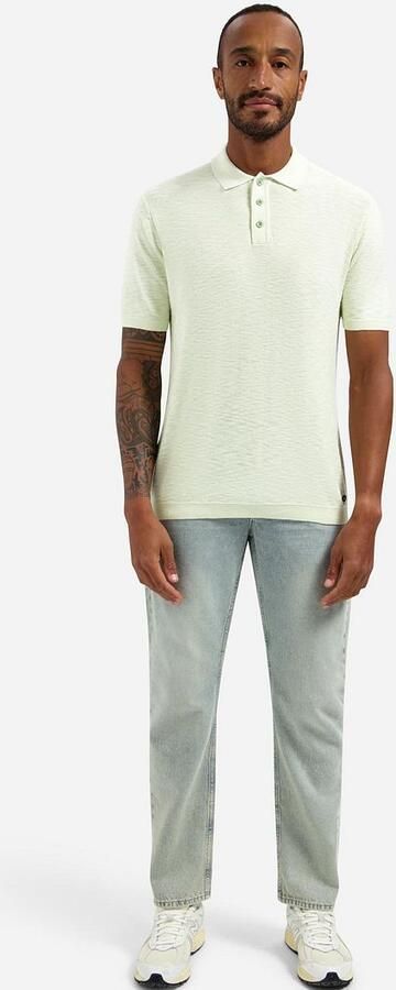 No Excess Polo Shirt Korte Mouw Knitted Slub Poloshirt Lichtgroen - Foto 3
