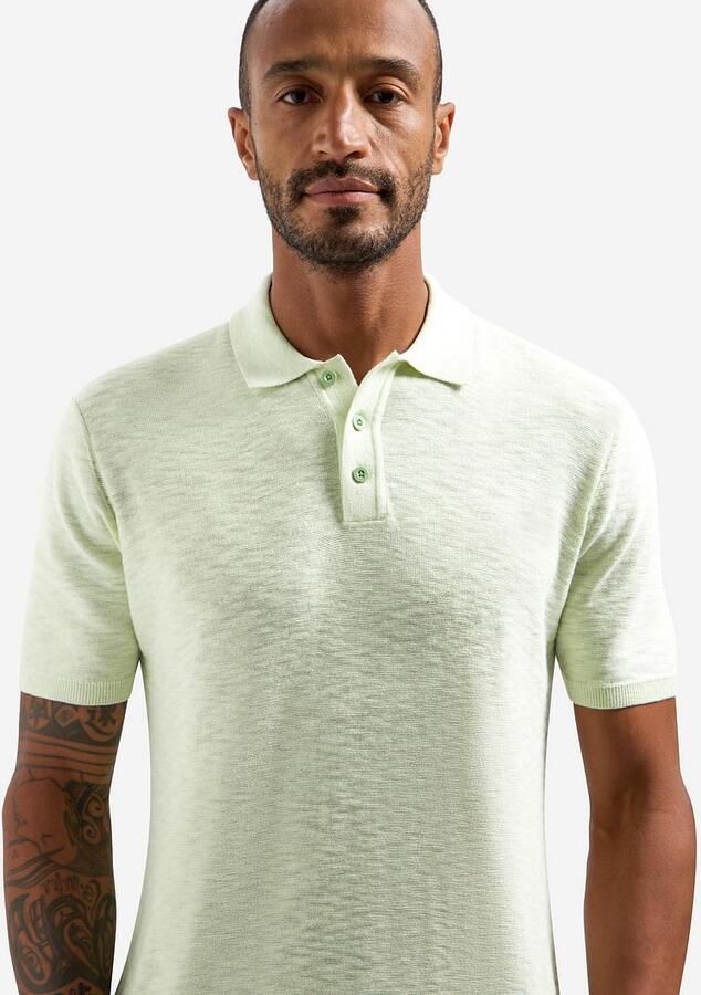 No Excess Polo Shirt Korte Mouw Knitted Slub Poloshirt Lichtgroen - Foto 4