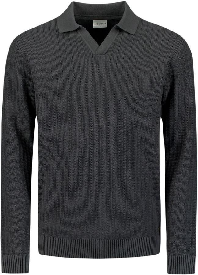 No Excess Longsleeve Poloshirt Riva Antraciet