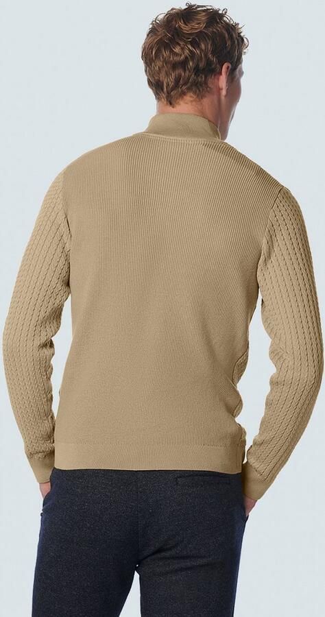 No Excess Half Zip Sweater met Knopen en Ribstructuur Beige Heren - Foto 2