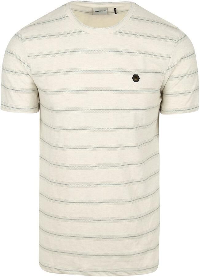No Excess T-shirt No-Excess T-Shirt Crewneck Jacquard Stripes Ecru - Foto 4