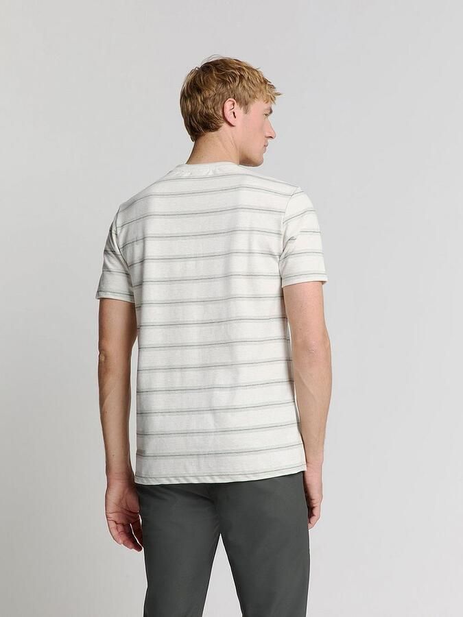 No Excess T-shirt No-Excess T-Shirt Crewneck Jacquard Stripes Ecru - Foto 7