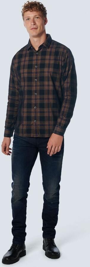 No Excess Overhemd Corduroy Ruit Navy - Foto 4