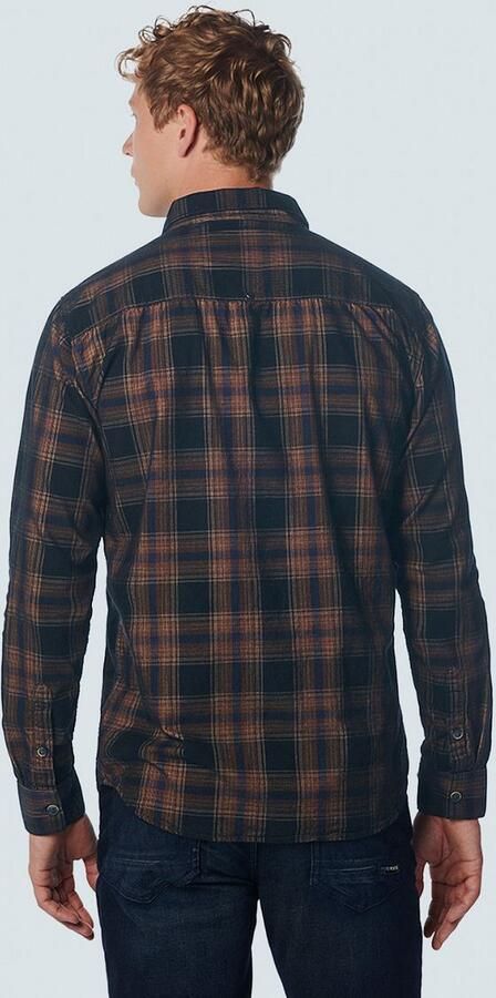 No Excess Overhemd Corduroy Ruit Navy - Foto 3