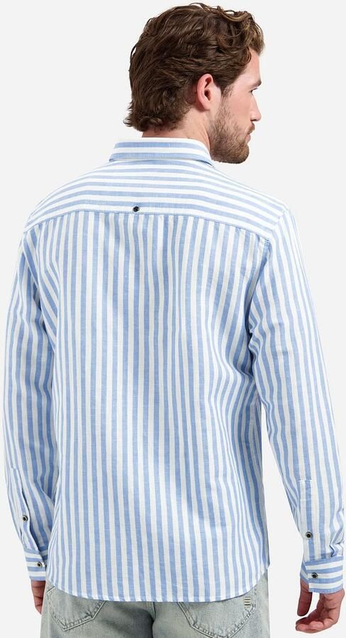 No Excess Overhemd Cotton Linen Stripes Blauw - Foto 5