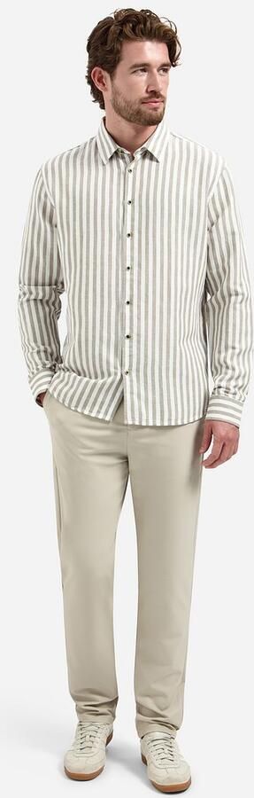 No Excess Overhemd Cotton Linen Stripes Taupe - Foto 5