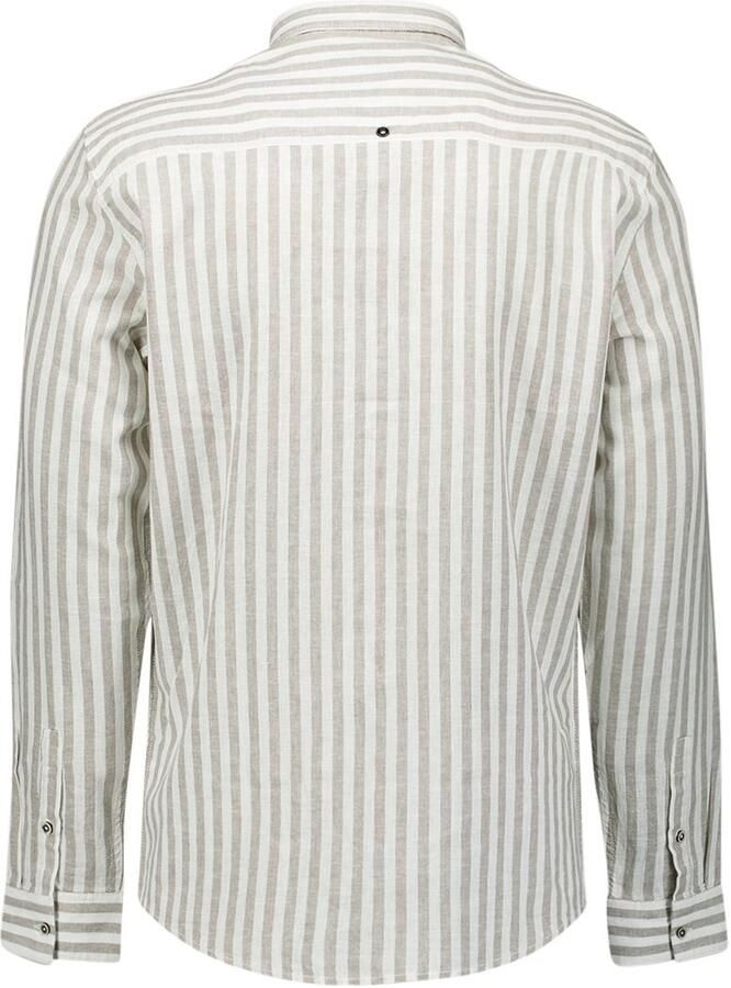 No Excess Overhemd Cotton Linen Stripes Taupe - Foto 3
