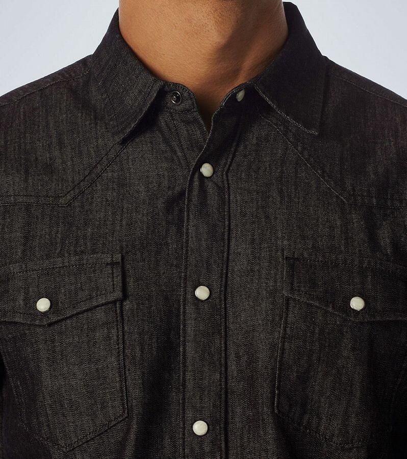 No Excess Overhemd Lange Mouw Overhemd Denim Twill Antraciet - Foto 3