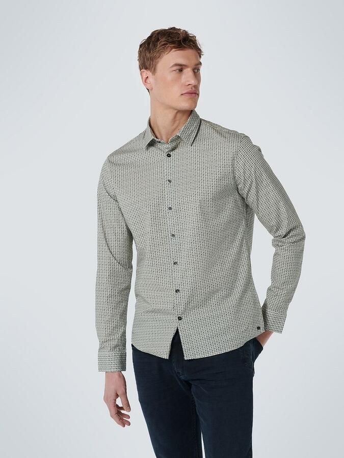 No Excess regular fit overhemd met all over print dusty green - Foto 2