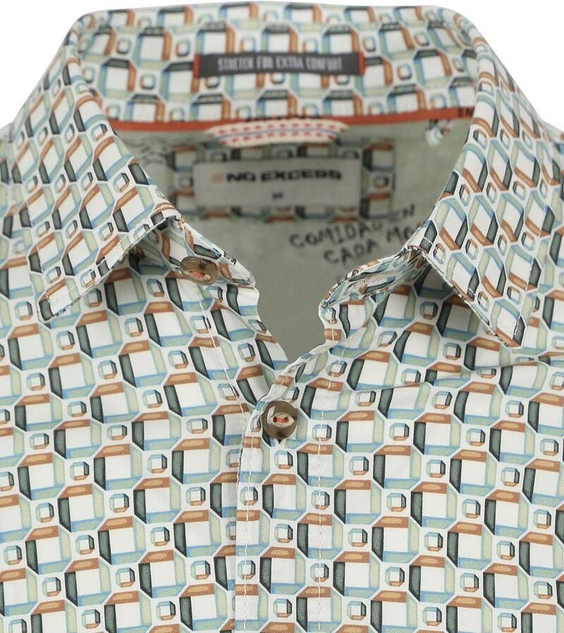 No Excess Overhemd Lange Mouw Overhemd Groen Multicolour Print