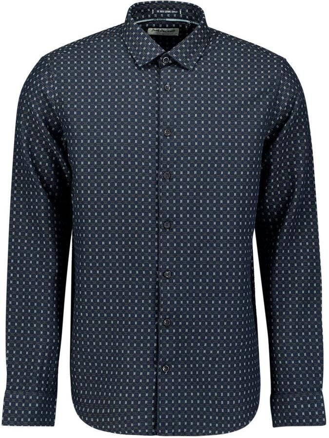 No Excess Overhemd Jacquard Print Navy