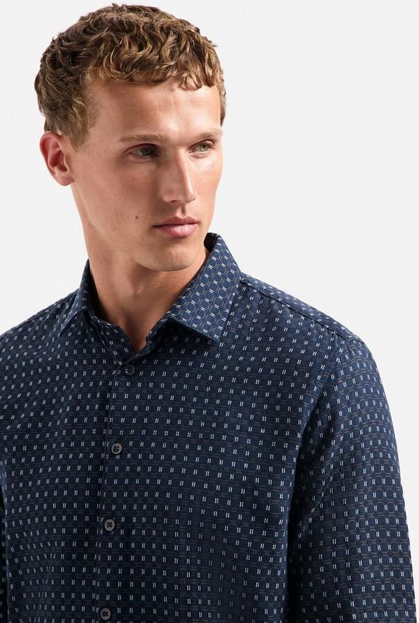 No Excess Overhemd Jacquard Print Navy - Foto 2