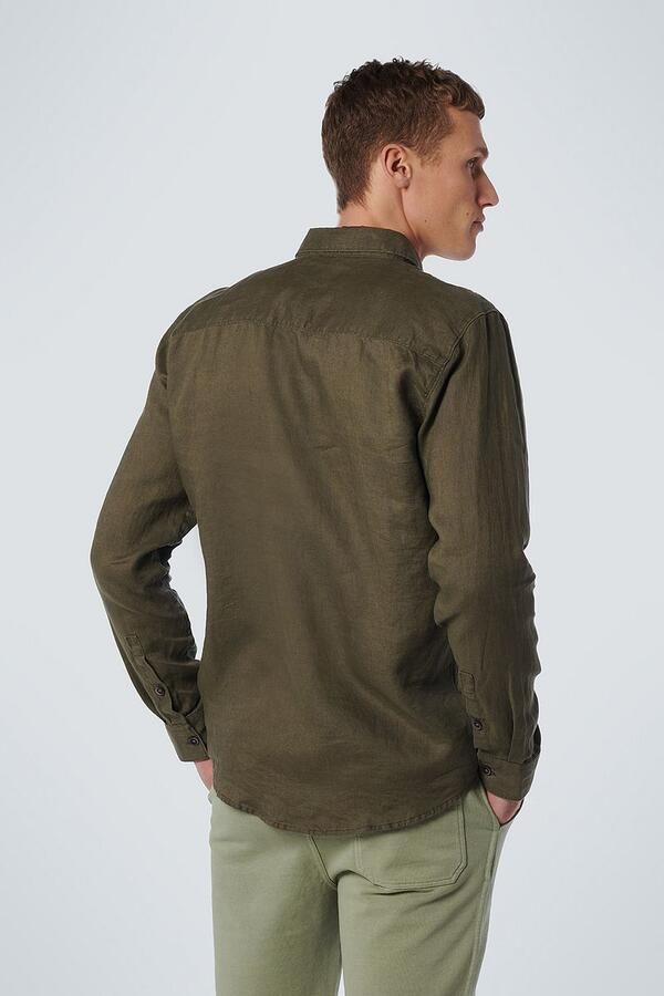 No Excess Overhemd Lange Mouw Overhemd Linnen Army Groen - Foto 2
