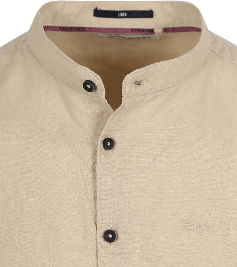 No Excess regular fit overhemd Granddad met logo cement