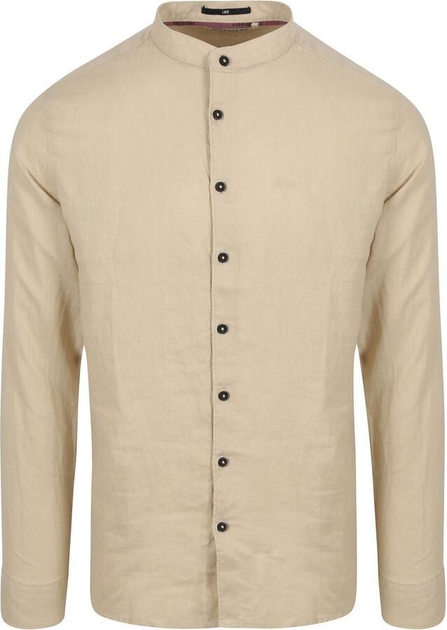 No Excess regular fit overhemd Granddad met logo cement