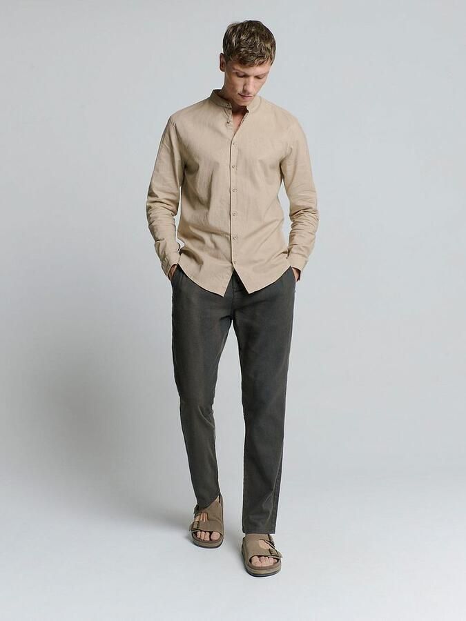 No Excess Overhemd Linnen Blend Beige - Foto 2