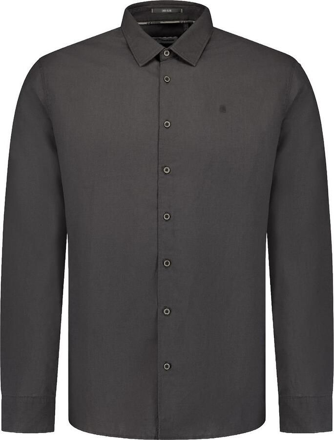No Excess Overhemd Lange Mouw Overhemd Linnen Blend Dark Steel - Foto 3
