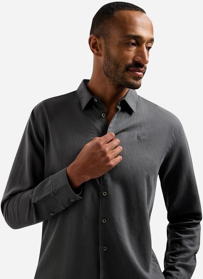 No Excess Overhemd Lange Mouw Overhemd Linnen Blend Dark Steel - Foto 4
