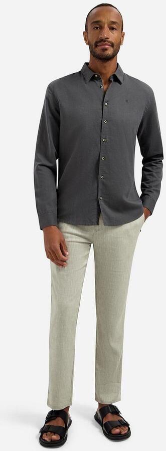 No Excess Overhemd Lange Mouw Overhemd Linnen Blend Dark Steel - Foto 6