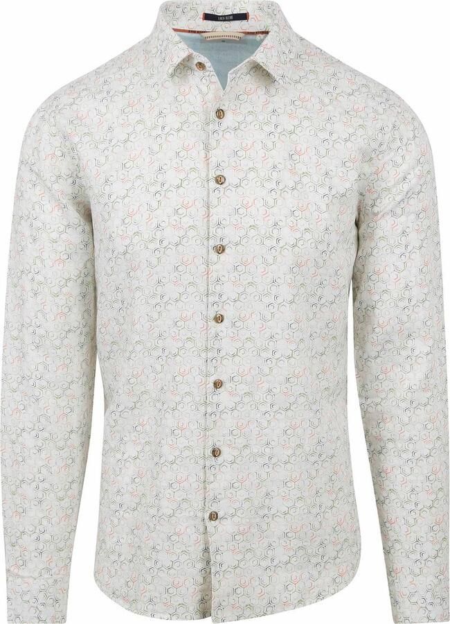 No Excess Overhemd Linnen Off-white Print