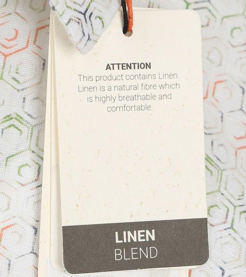No Excess Overhemd Linnen Off-white Print - Foto 3