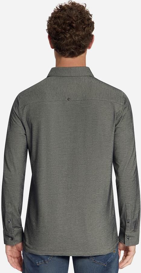 No Excess regular fit casual gemêleerd twill overhemd cement - Foto 5