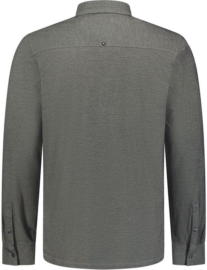 No Excess regular fit casual gemêleerd twill overhemd cement - Foto 3