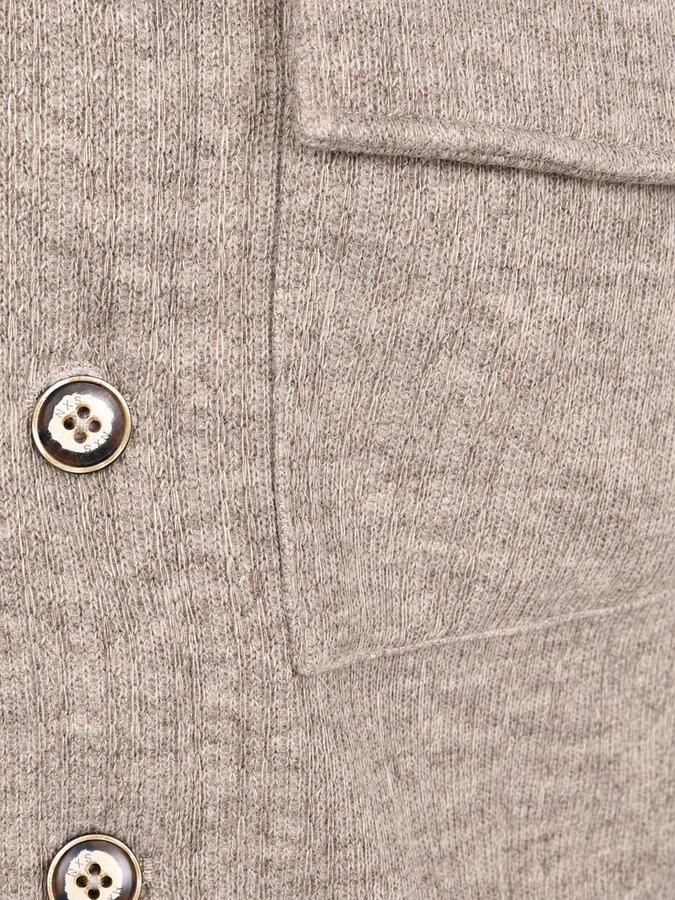 No Excess Onderhemd Overshirt Full Button Jacquard Greige