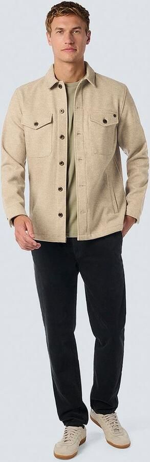 No Excess Melange Button Closure Overshirt Beige Heren - Foto 5