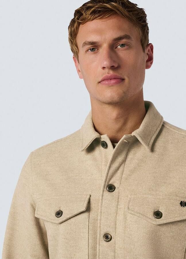 No Excess Melange Button Closure Overshirt Beige Heren - Foto 3
