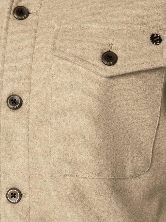No Excess Melange Button Closure Overshirt Beige Heren - Foto 2