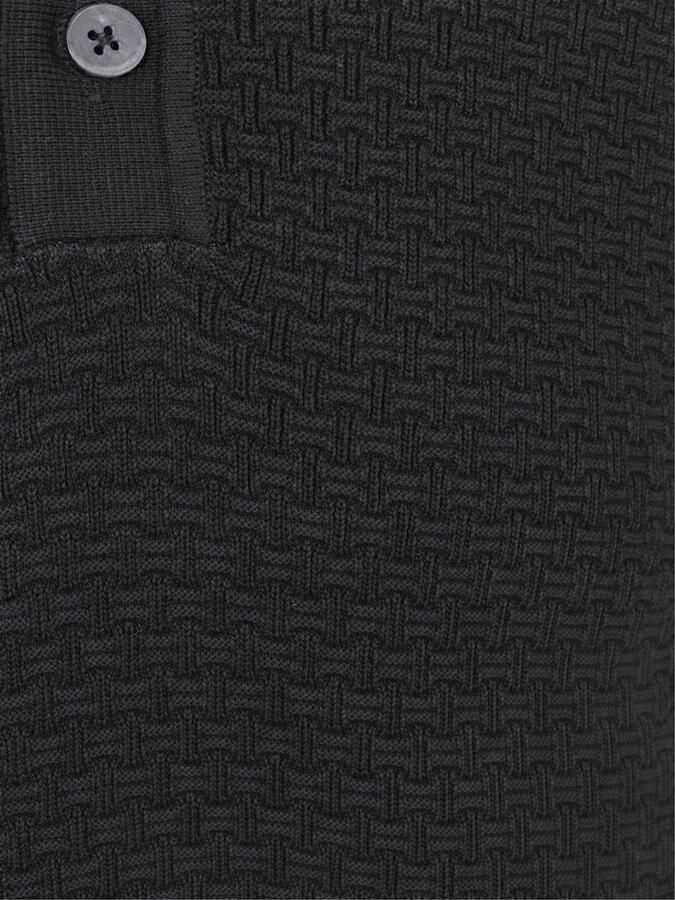 No Excess katoenen regular fit gebreide jacquard trui zwart - Foto 4