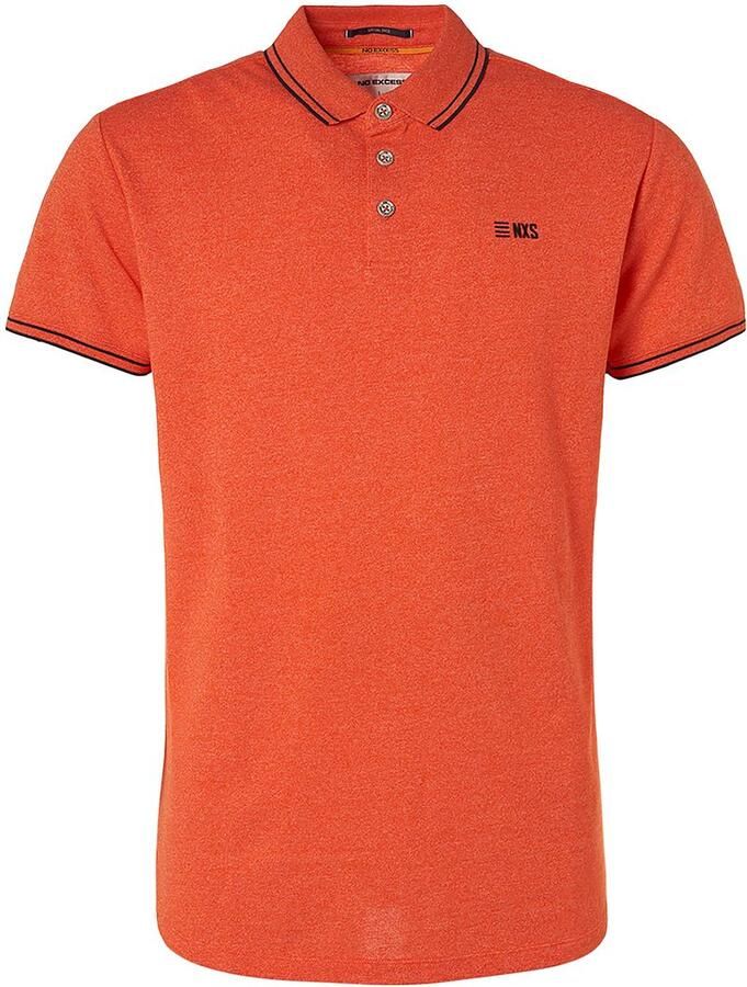 No Excess gemêleerde slim fit polo 192 papaya