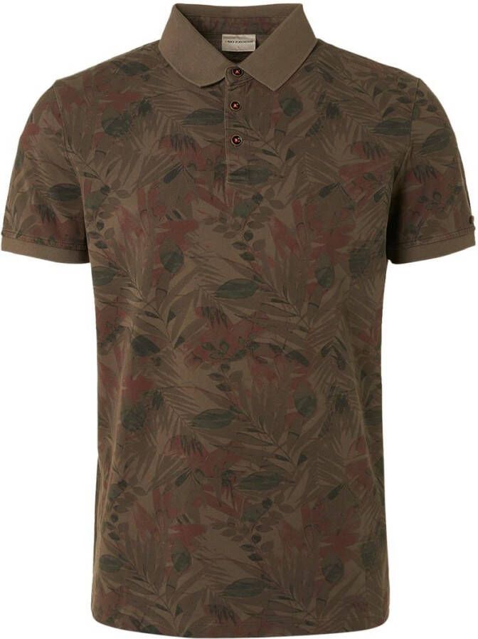 No Excess Polo Print Army Groen