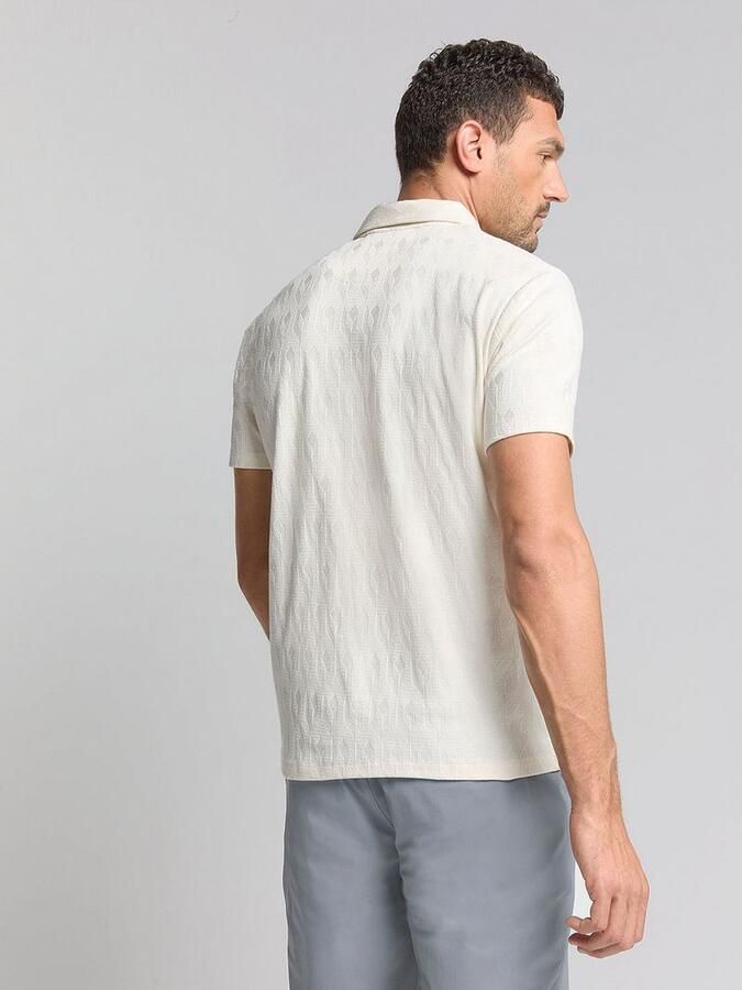 No Excess Poloshirt Terry Jacquard Ecru - Foto 4