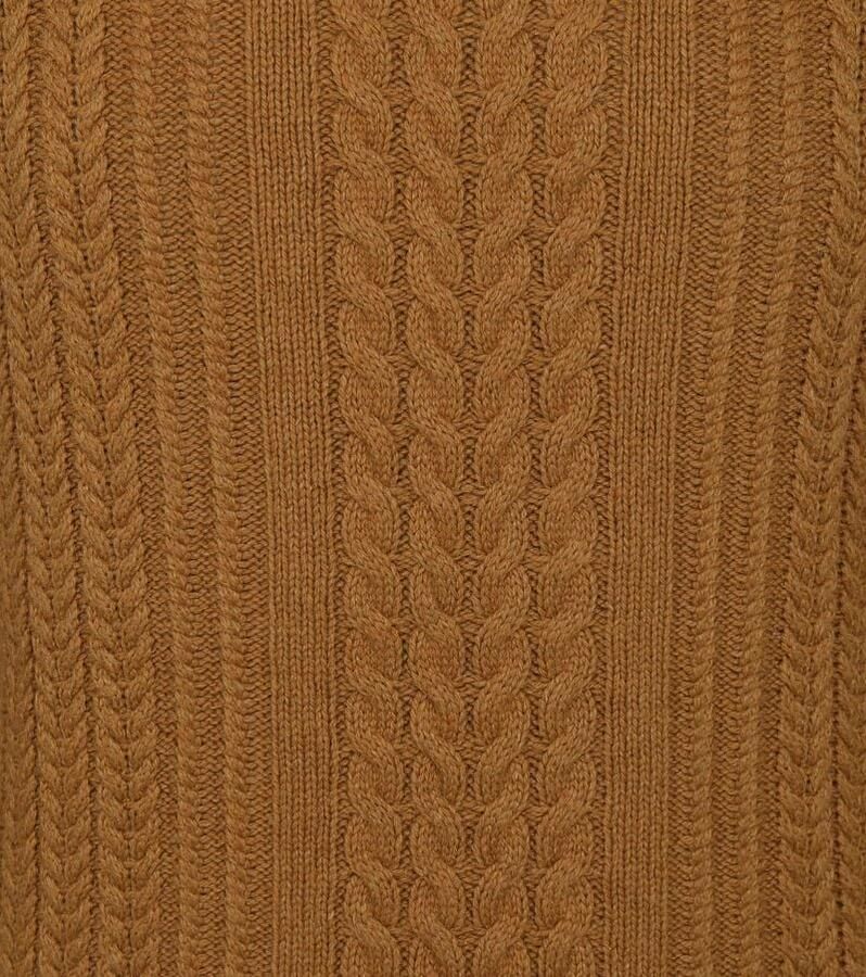 No Excess Pullover Crewneck Cable Knit met W Dark Fudge Bruin Heren