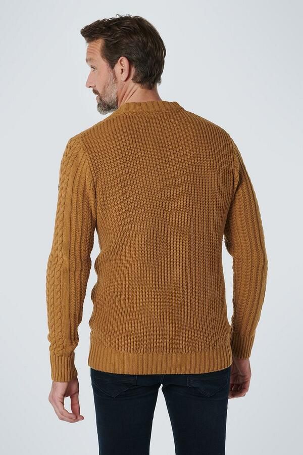 No Excess Pullover Crewneck Cable Knit met W Dark Fudge Bruin Heren - Foto 4