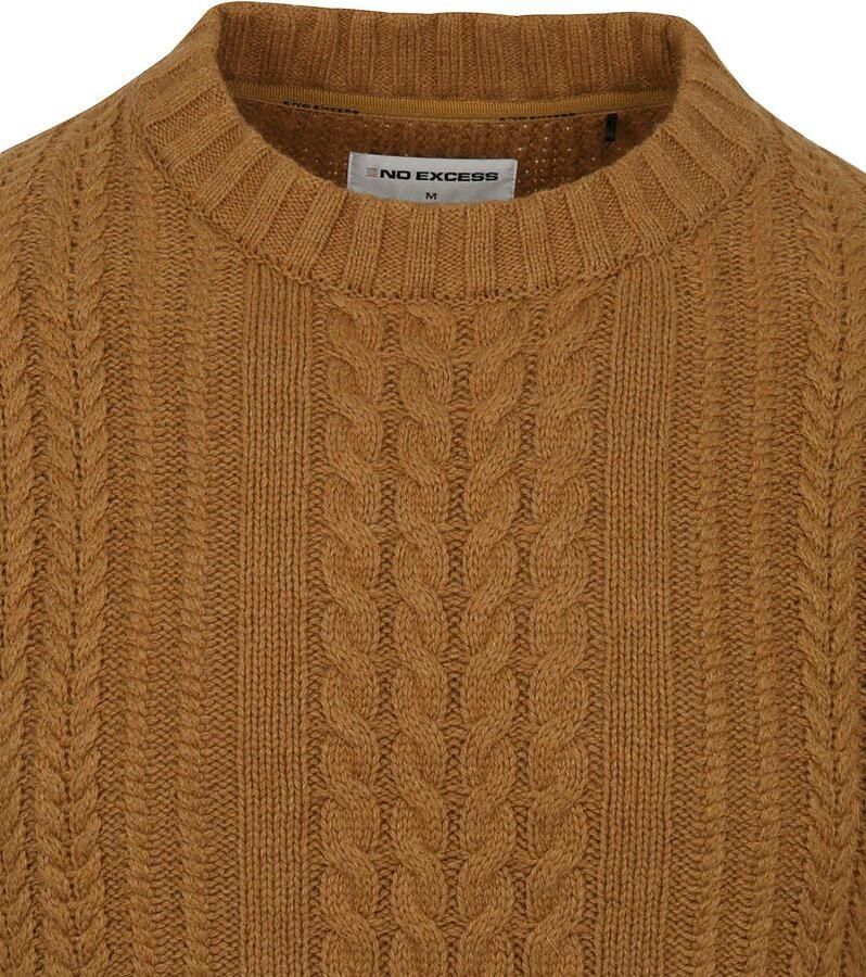 No Excess Pullover Crewneck Cable Knit met W Dark Fudge Bruin Heren - Foto 3