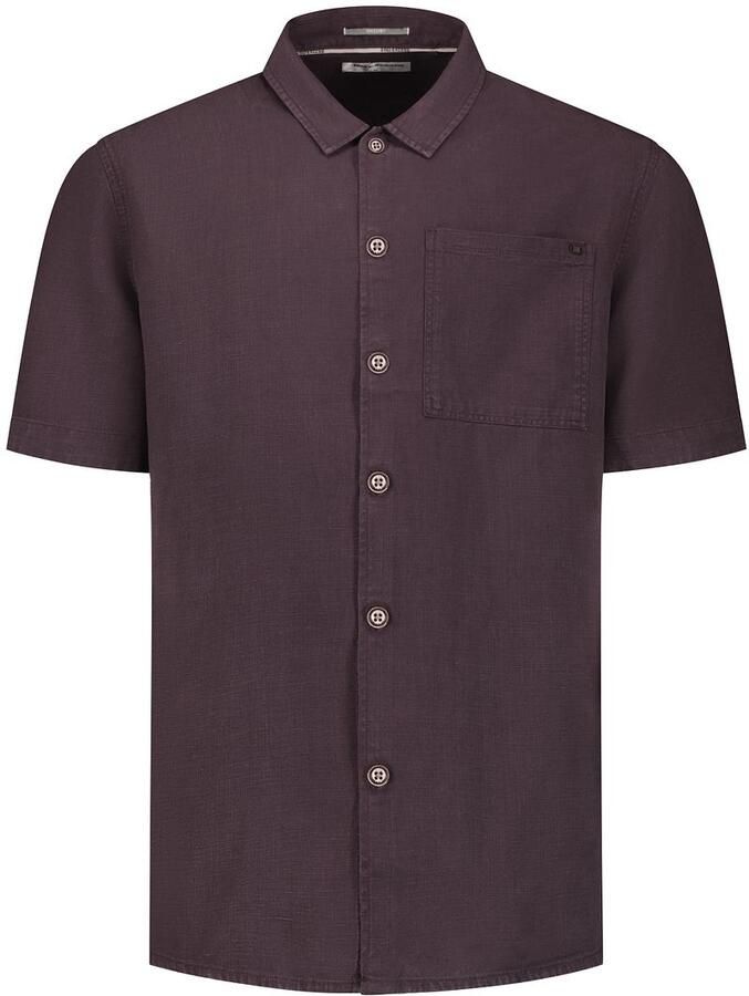 No Excess Short Sleeve Overhemd Linen Blend Bruin
