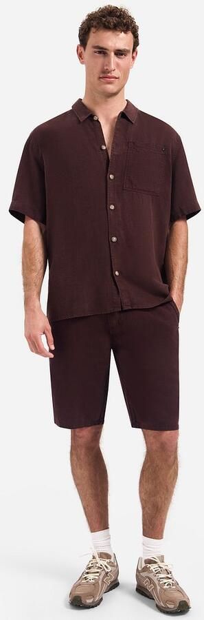 No Excess Short Sleeve Overhemd Linen Blend Bruin - Foto 3