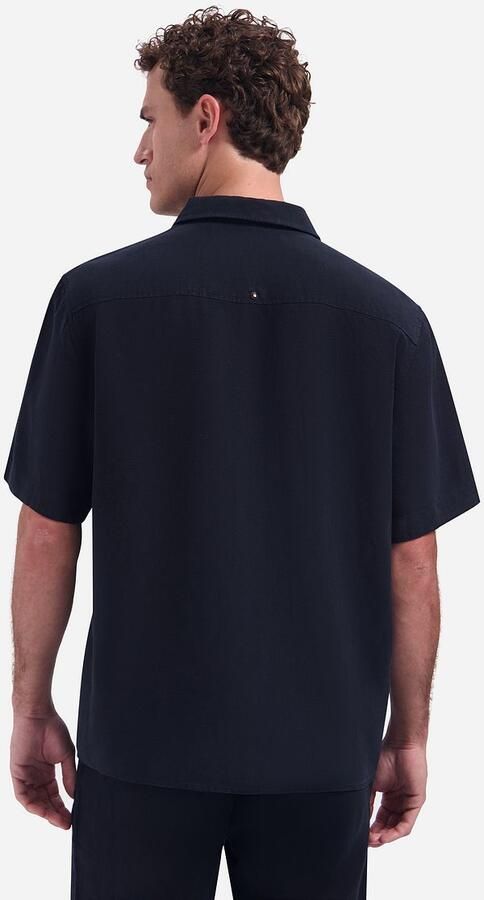 No Excess Short Sleeve Overhemd Linen Blend Navy - Foto 4