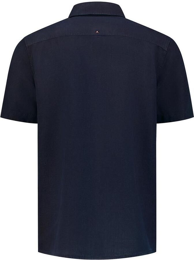 No Excess Short Sleeve Overhemd Linen Blend Navy - Foto 2