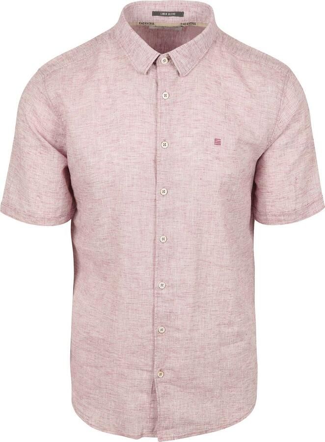 No Excess Short Sleeve Overhemd Linen Blend Roze