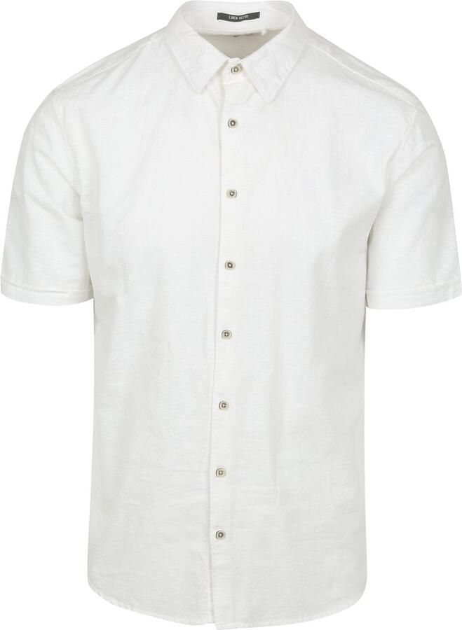 No Excess Short Sleeve Overhemd Linen Blend Wit